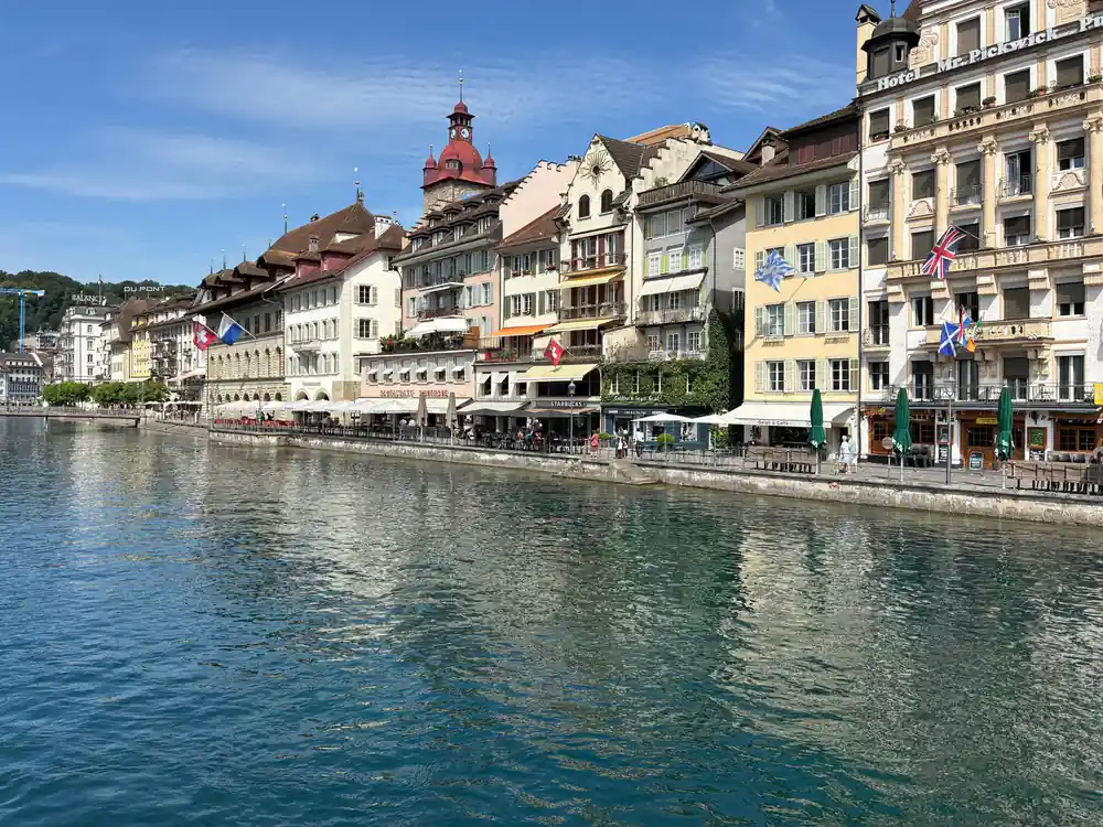 The painted facades of Lucerne along the river