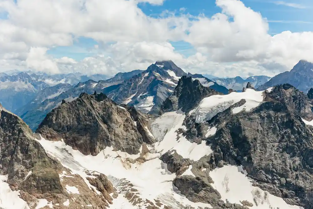 Snow-streaked rock peaks of the Titlis range