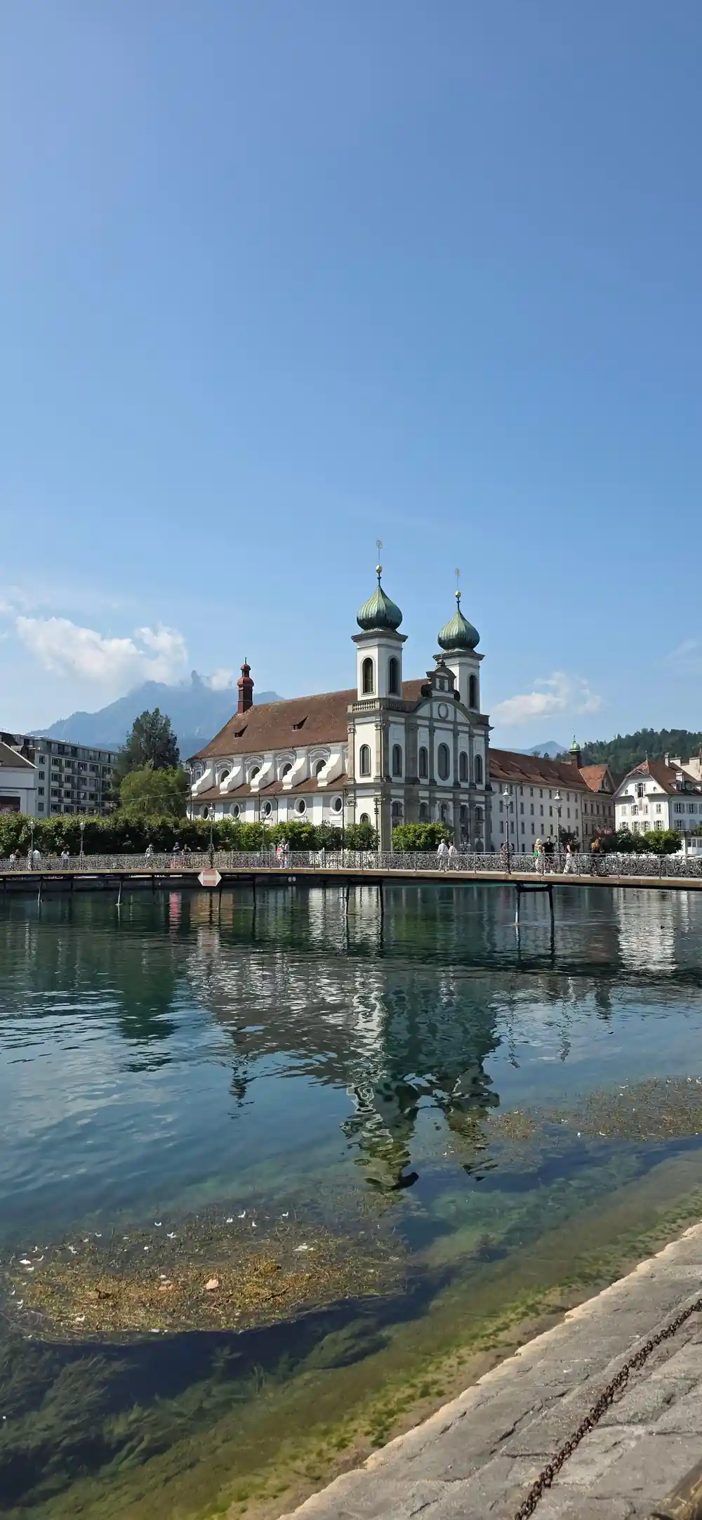 The twin-towered Jesuit church on the Lucerne waterfront